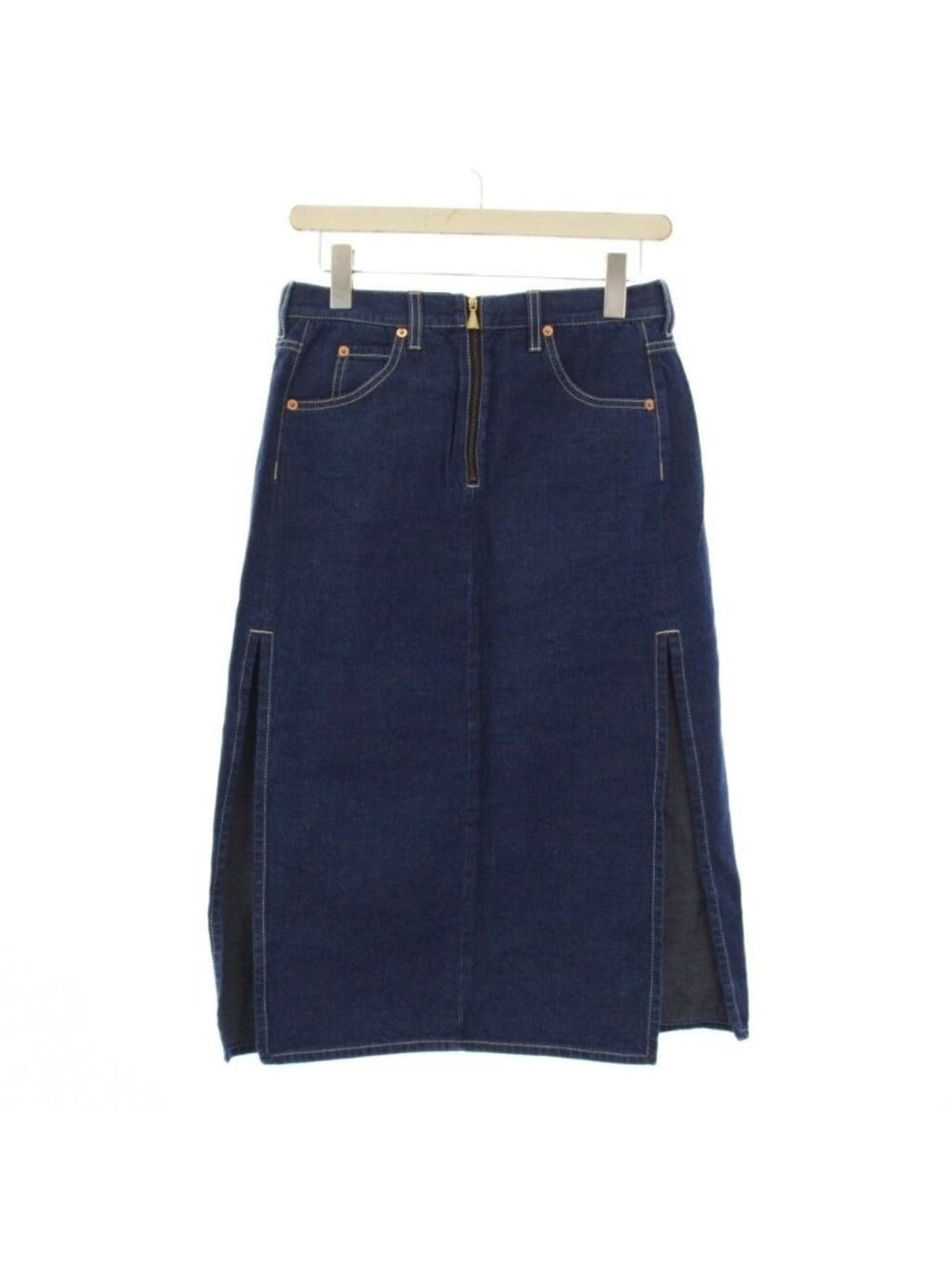Gucci Denim Skirt Tight Long Side Slit 38 Blue